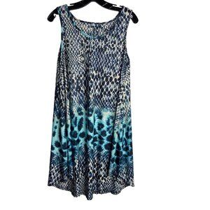 India Boutique Women's Sleeveless Blue Snakeskin Print Sundress Large
